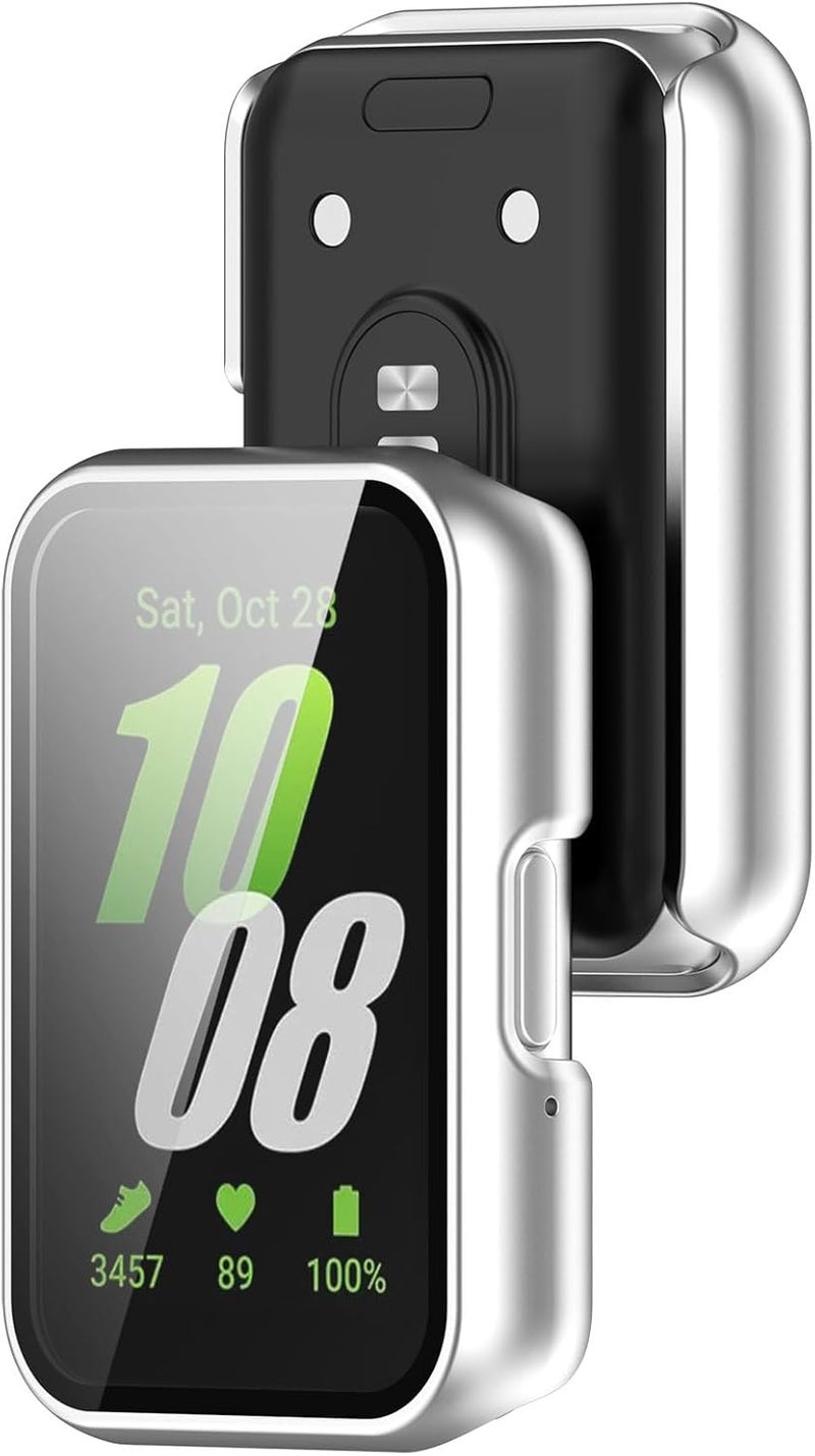 FanTEK Compatible for Samsung Galaxy Fit 3 Watch Case for Women Men, Scratch Resistant Shock Absorbing Case, Silver - Image 5